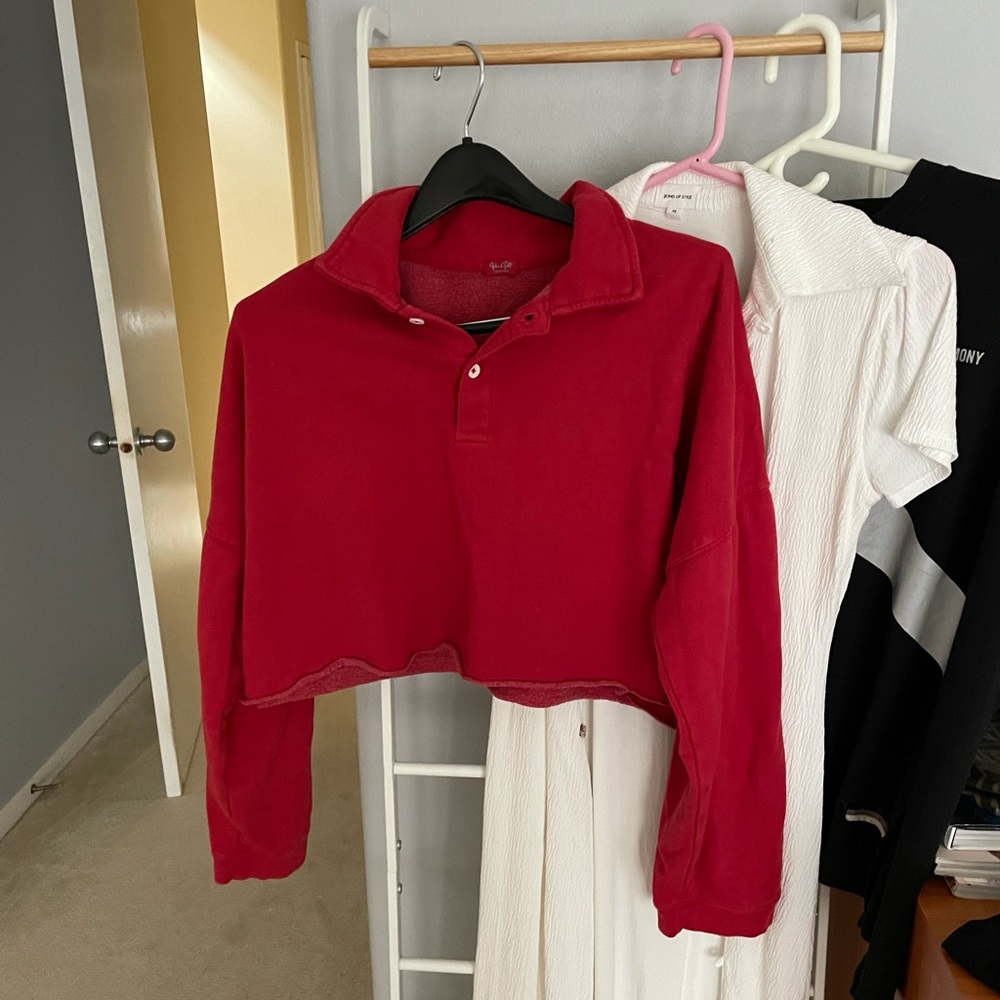 Brandy Melville Red Jonas Cropped Sweatshirt